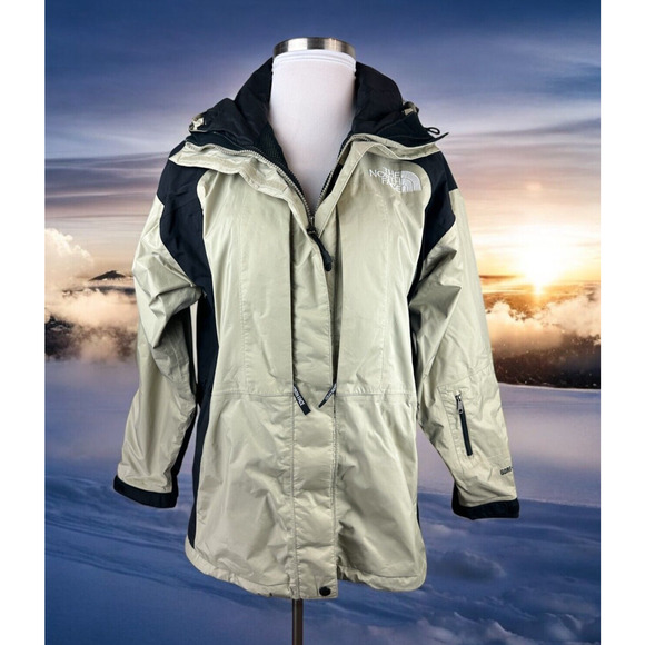 The North Face Gore Tex Light Parka Jacket Shell Beige Black Women's Size Large - Picture 16 of 16